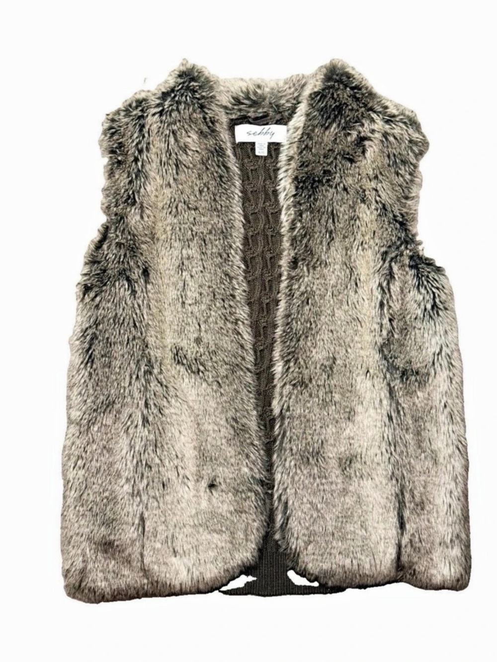 Sebby Faux Fur Sweater Vest Gray XL/16 Like New